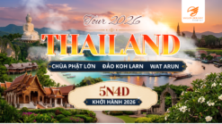 Thái Lan 5N4Đ khám phá xứ Chùa Vàng với những ngôi chùa nổi tiếng, nền văn hóa đặc sắc và các điểm đến hấp dẫn.