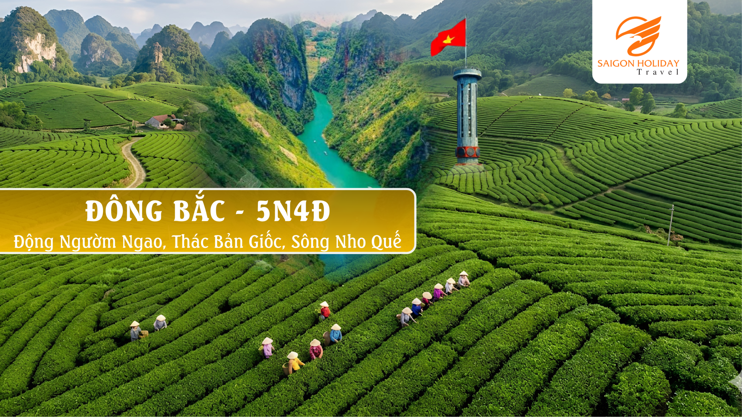 ĐÔNG BẮC 5N4Đ | HÀ GIANG – CAO BẰNG – BẮC KẠN là tour khám phá vẻ đẹp hùng vĩ của núi rừng Đông Bắc Việt Nam, đưa du khách trải nghiệm cao nguyên đá Đồng Văn, sông Nho Quế, thác Bản Giốc và hồ Ba Bể, kết hợp thiên nhiên hoang sơ và văn hóa bản địa đặc sắc.