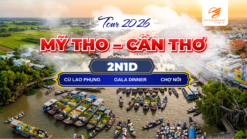 Khám phá miền Tây sông nước với tour Mỹ Tho - Cần Thơ 2N1D. Trải nghiệm chợ nổi, cù lao và tham quan vườn cây ăn trái và check-in các điểm đến hot nhất Cần Thơ.