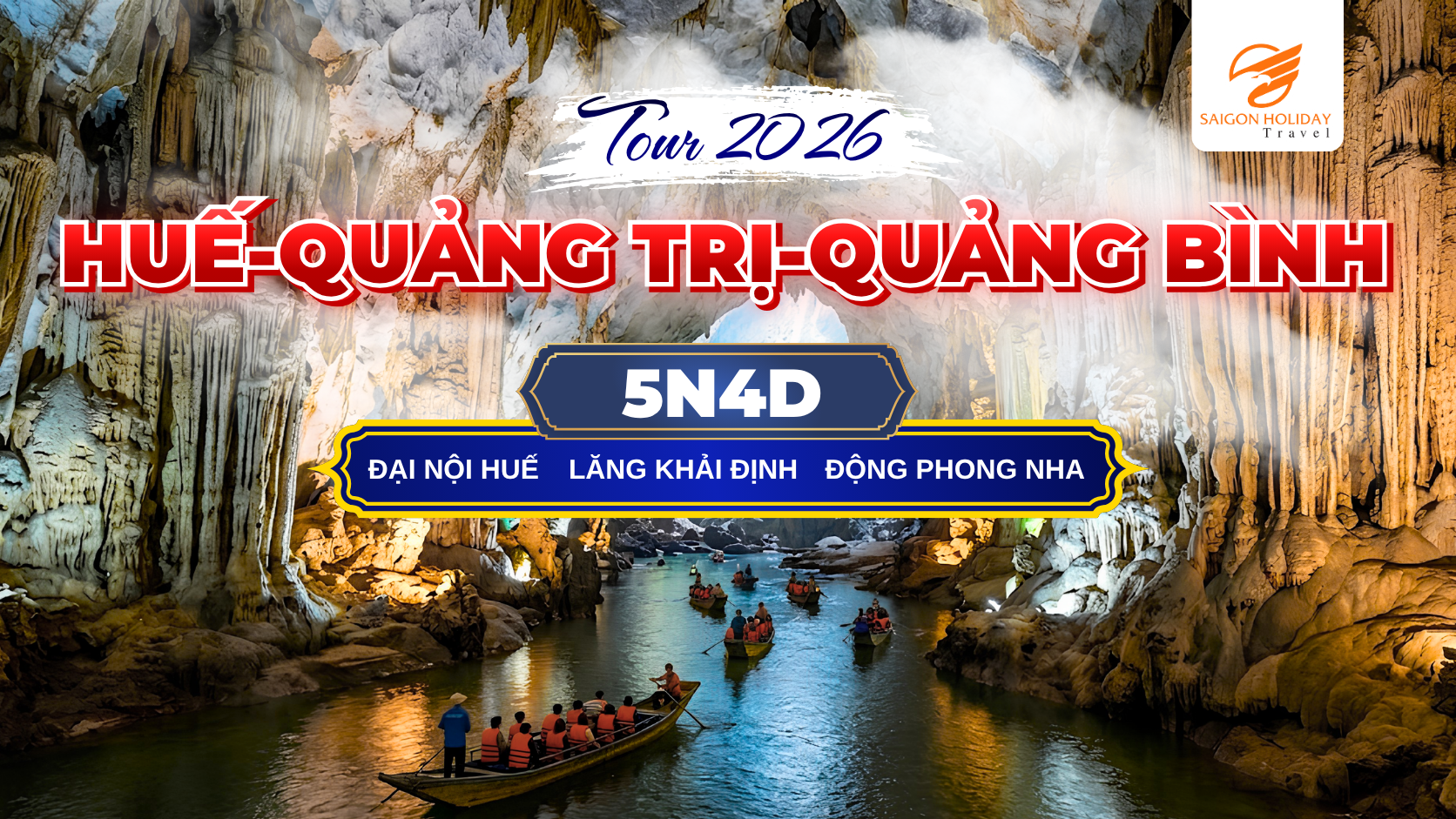 Chỉ với một chuyến đi 5N4D, bạn sẽ được check-in trọn gói các tọa độ hot nhất miền Trung: dạo bước giữa cố đô Huế trầm mặc, nghiêng mình trước Thành cổ Quảng Trị, thám hiểm thiên đường hang động Quảng Bình và lắng đọng cảm xúc tại làng Sen quê Bác.
