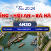 ĐÀ NẴNG - HỘI AN - BÀ NÀ HILLS Hành trình khám phá miền Trung Việt Nam, kết hợp vẻ đẹp hiện đại của Đà Nẵng, nét cổ kính của Phố cổ Hội An và không gian du lịch trên mây tại Bà Nà Hills, mang đến trải nghiệm đa dạng và đáng nhớ.