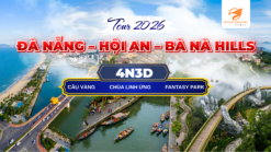 ĐÀ NẴNG - HỘI AN - BÀ NÀ HILLS Hành trình khám phá miền Trung Việt Nam, kết hợp vẻ đẹp hiện đại của Đà Nẵng, nét cổ kính của Phố cổ Hội An và không gian du lịch trên mây tại Bà Nà Hills, mang đến trải nghiệm đa dạng và đáng nhớ.