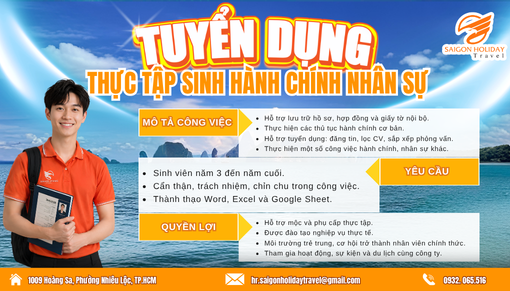 Tuyển dụng thực tập sinh hành chính nhân sự, tuyển dụng hành chính nhân sự