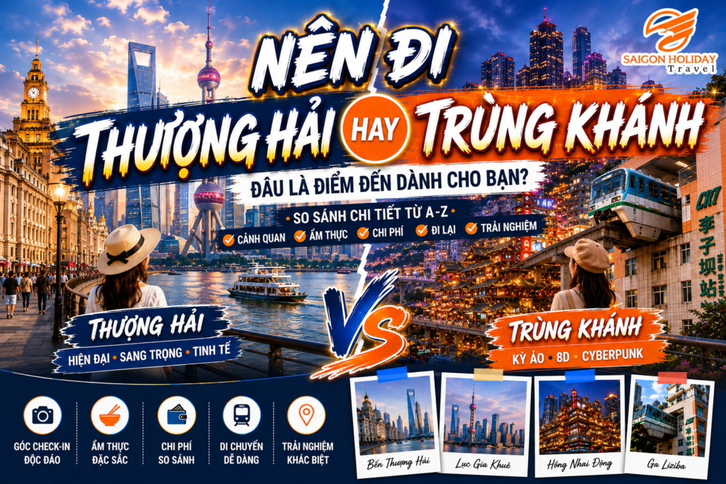 Nên đi Thượng Hải hay Trùng Khánh - Cẩm nang chia sẻ kinh nghiệm du lịch Thượng Hải Trùng Khánh tự túc trọn gói.