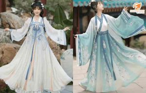 Kimono, Hanfu và Áo dài- Hanfu cổ trang Trung Quốc tay áo rộng, gam màu xanh pastel nhẹ nhàng nữ tính
