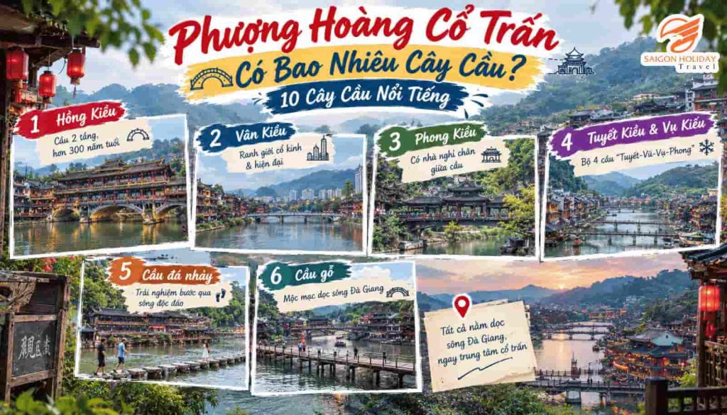 Phượng Hoàng Cổ Trấn có bao nhiêu cây cầu